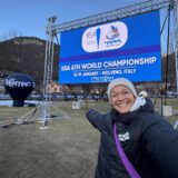 Die in Waltrop aufgewachsene Anita Horn bei der Weltmeisterschaft im Eisschwimmen in Norditalien..