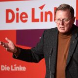 Bodo Ramelow (Die Linke), designierter Spitzenkandidat seiner Partei für die Bundestagswahl 2025, spricht beim Parteitag von Die Linke Thüringen