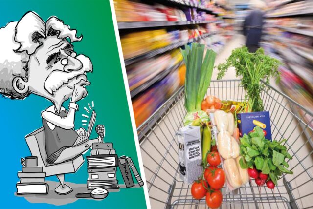 Einkaufswagen im Supermarkt.