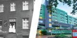 Historische Ansicht und modernes Klinikum der Knappschaft Kliniken Kamen