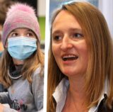 Montage: Links Dr. Jennifer Lach, Schulleiterin der Willy-Brand-Gesamtschule und rechts Dr. Mirja Beutel, Schulleiterin des Städtischen Gymnasiums. In der Mitte eine Schülerin mit Mütze und Mundschutz.