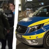 Polizisten auf dem Weg zu einer Befragung des Zeugen.