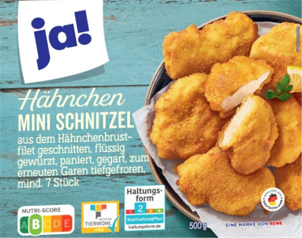 Eine Packung der Hähnchen-Mini-Schnitzel von Eine Packung der Hähnchen-Mini-Schnitzel von