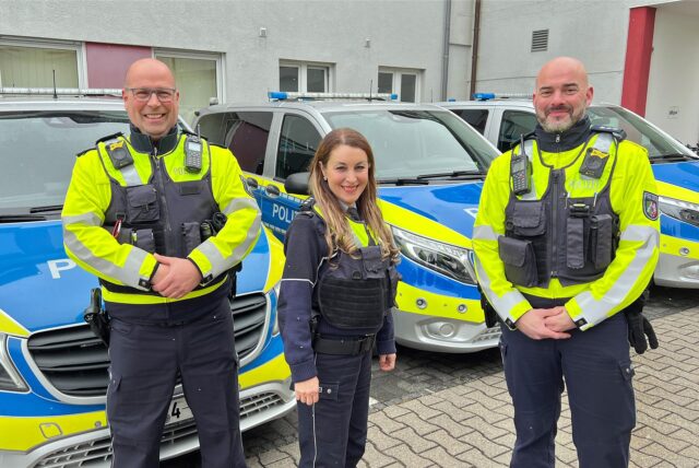 Manuel Manderfeld (v. l.), Ciler Durmus und Marco Rellermeyer sind Bezirksbeamte der Polizei in Unna