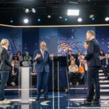 Alice Weidel, Olaf Scholz, Robert Habeck und Friedrich Merz in der ZDF-Sendung „Klartext“.