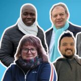 Die Direktkandidaten in einer Bildkollage: Zu sehen sind Nelli Soumaoro (Grüne), Arndt Hilwig (CDU), Georg Schroeter (AfD), Sefika Minte (Linke), Lucas Slunjski (FDP) und Michael Thews (SPD).