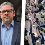 Schwertes Kämmerer Niklas Luhmann, rechts ein Luftbild von Schwerte