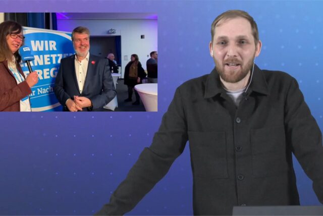 Eine Collage: Links werden Stimmen auf Wahlzetteln ausgezählt, rechts sieht man Leonie Freynhofer und Marc Fröhling.