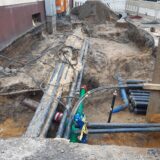 Tiefbauarbeiten an der Kreuzung Viktoriastraße/Roonstraße