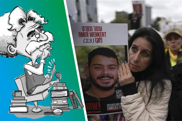 Israelis warten auf dem „Geiselplatz“ in Tel Aviv auf die Freilassung der Geiseln.