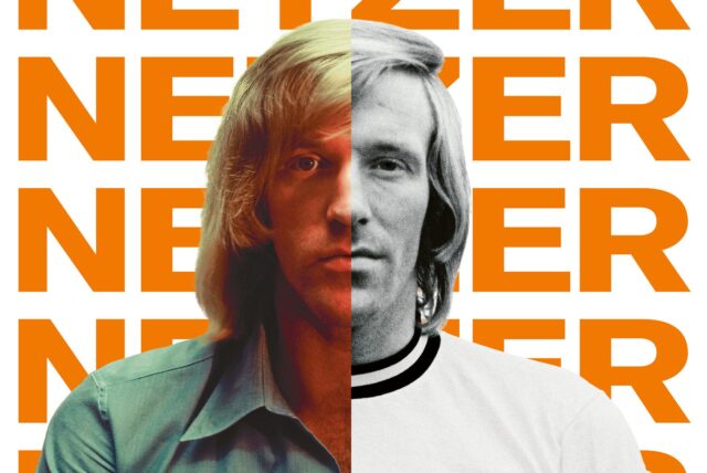 Plakat der Ausstellung zu Günter Netzer im Deutschen Fußballmuseum in Dortmund.