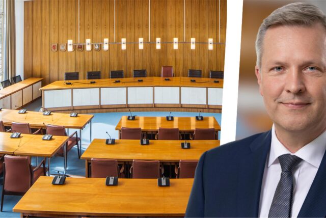 Ratssaal der Stadt Lünen und Bürgermeister Jürgen Kleine-Frauns