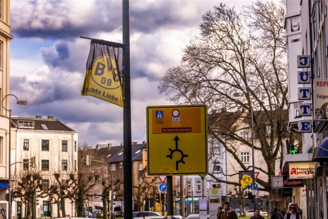 Die Borsigstraße in Dortmund in Richtung Borsigplatz.