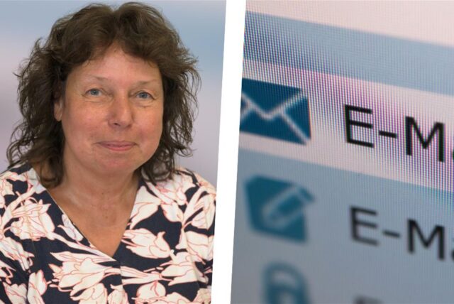 Montage: Bild eines Mail-Postfaches und ein Portrait von Selm Beigeordneter Sylvia Engemann.