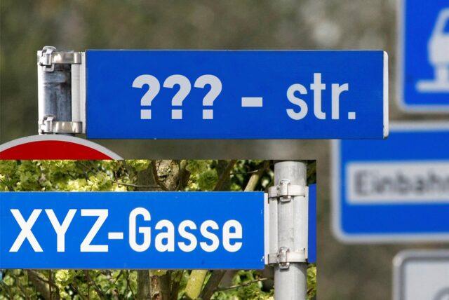 Montage mit Straßenschildern ohne Namen