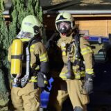 Feuerwehrleute am Einsatzort in Flaesheim.