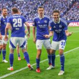 06.04.2025, Fussball, Saison 2024/2025, 2. Bundesliga, 28. Spieltag, FC Schalke 04 – SSV Ulm, Marcin Kaminski (FC Schalke 04) jubelt nach seinem Tor zum 2 zu 1.