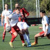 Spieler kämpfen um den Ball.