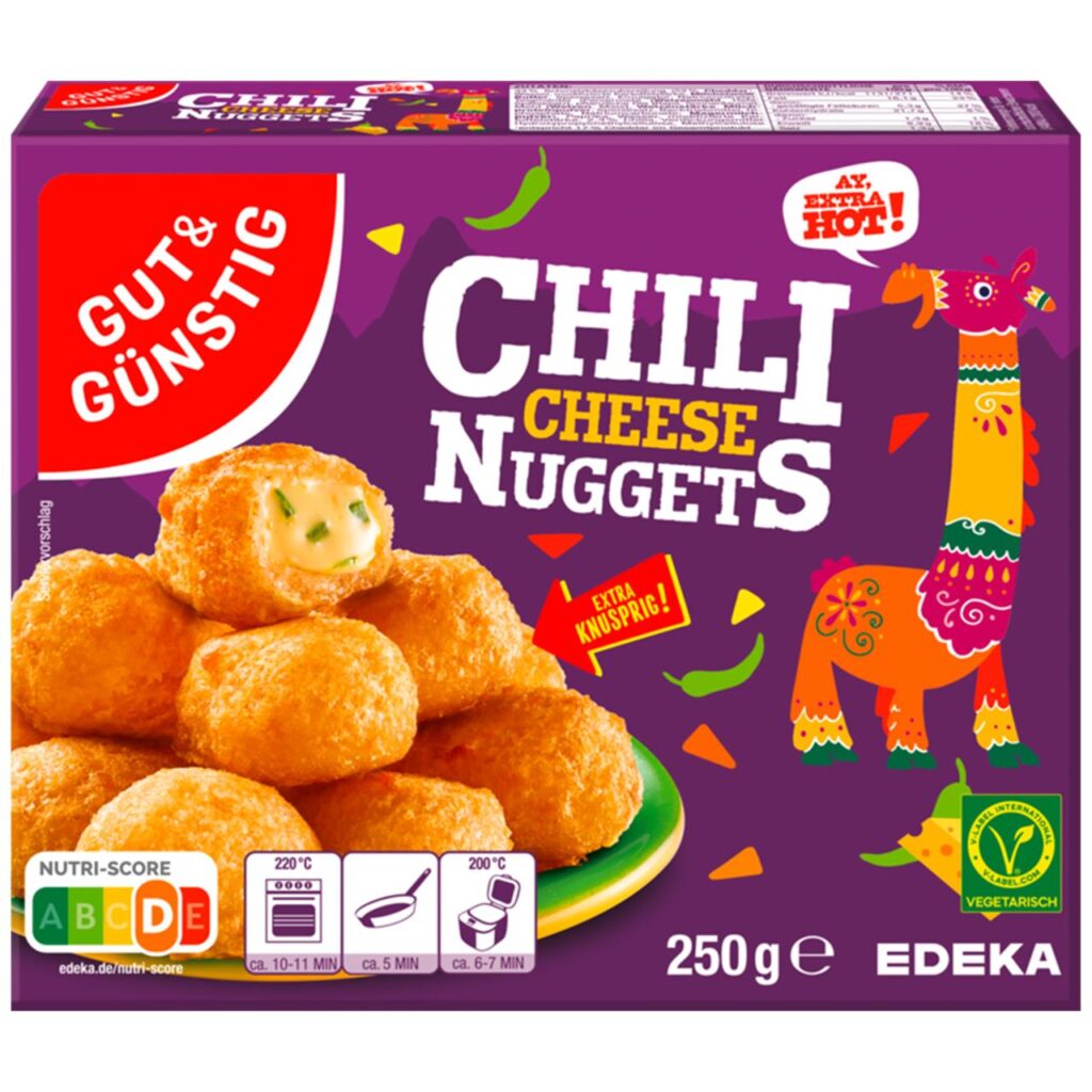 Eine Packung der Chili Cheese Nuggets von Gut&Günstig, die bei Edeka verkauft wurden und für die aktuell eine Rückrufaktion läuft.