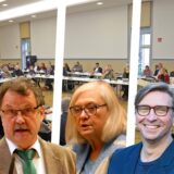 Bildmontage (v.l.): Fraktionsvorsitzende im Kreistag Anke Schneider, der viermalige Landratskandidat Herbert Goldmann, Kreissprecherin Regina Ranft und der ehemalige Bundestagsabgeordnete Michael Sacher.
