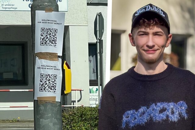 Linus Torzewski (17) an der Ampelkreuzung Nordstraße/Rausinger Straße/Stehfenstraße in Holzwickede. (Montage)