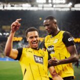 Serhou Guirassy und Felix Nmecha jubeln.