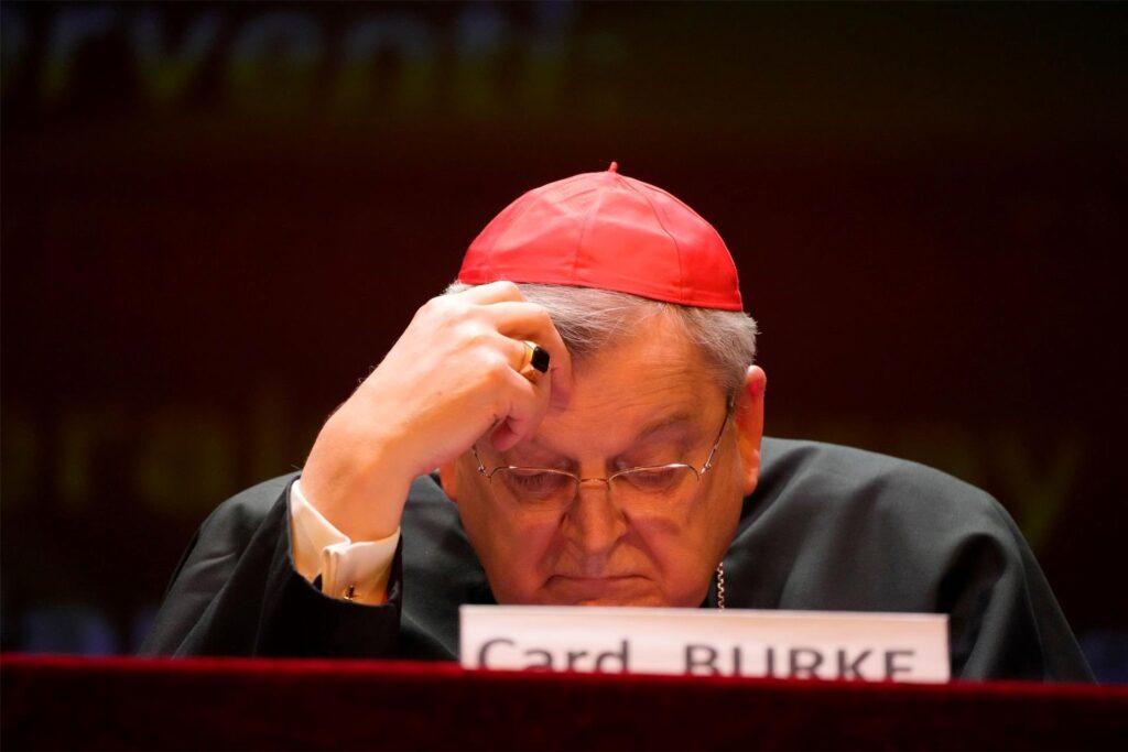 Kardinal Raymond Burke nimmt an einer Konferenz nahe des Vatikans teil.  