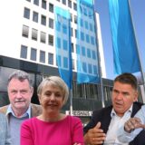 Die Kandidaten bei der Landratswahl im Kreis Unna 2020 (v.l.): Andreas Dahlke (Gemeinsam für Lünen), Herbert Goldmann (Bündnis 90/Die Grünen), Susanne Schneider (FDP), Mario Löhr (SPD) und Marco Morten Pufke (CDU).