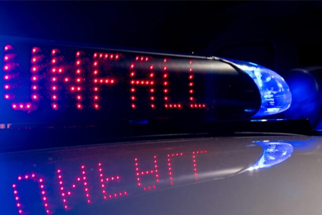 Polizeisirene mit der Aufschrift „Unfall“