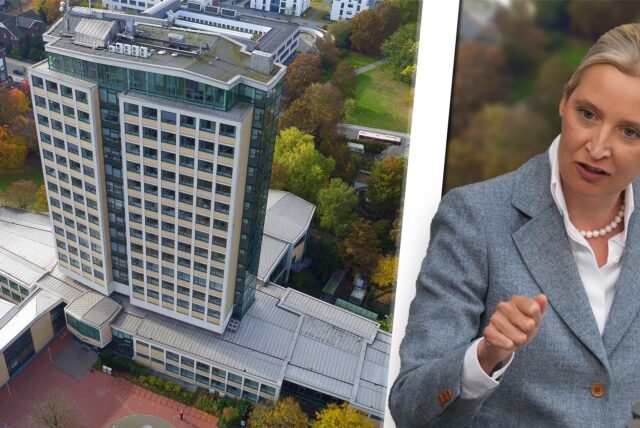 Alice Weidel und das Lüner Rathaus.