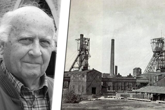 Montage: Zeitzeuge Erhard Lunemann neben einem alten Foto der zeche Werne.