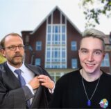 Montage von Simon Bergmann und Kevin Hartwig vor einem Bild des Hüttenhospitals
