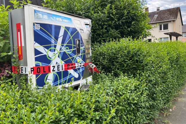 Gesprengter Zigarettenautomat an der Krautstraße in Unna