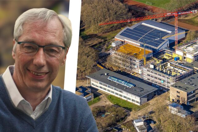 Eckhard Kneisel war der Einzige im Betriebsausschuss ZGL, der gegen das schlüsselfertige Bauen gestimmt hat. Bislang ist der kommunale Schulbau – das Foto zeigt die Bauarbeiten an der Realschule – bestimmt vom Bauen in eigener Regie.