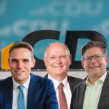 Dr. Tilman Rademacher (v. l.), Wilhelm Jasperneite, Landratskandidat Marco Morten Pufke und Hubert Hüppe von der CDU Kreis Unna in einer Bildmontage.