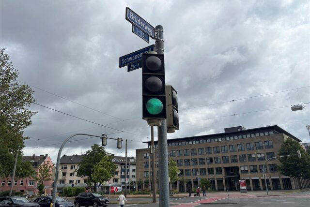 Eine Ampel am Dortmunder Ostwall