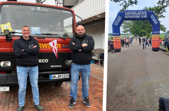Unmittelbar vor dem Start: Marcel Knappe und Thore Aschmann passieren das Starttor.