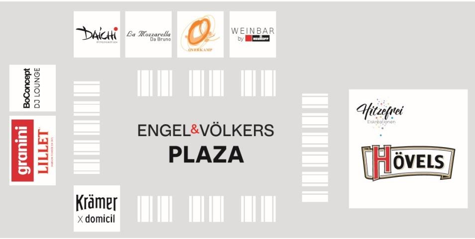 Lageplan der Gastronomen bei Dortmund à la carte 2025 auf der Engels und Völkers Plaza Lageplan der Gastronomen bei Dortmund à la carte 2025 auf der Engels und Völkers Plaza