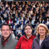 Foto-Montage der fünf Köpfe vor einem Bild der AfD-Fraktion im Bundestag