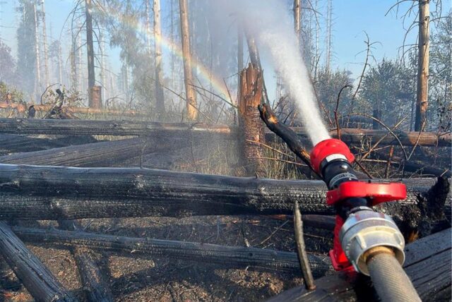 Drohnenaufnahme eines Brandes im Arnsberger Wald.
