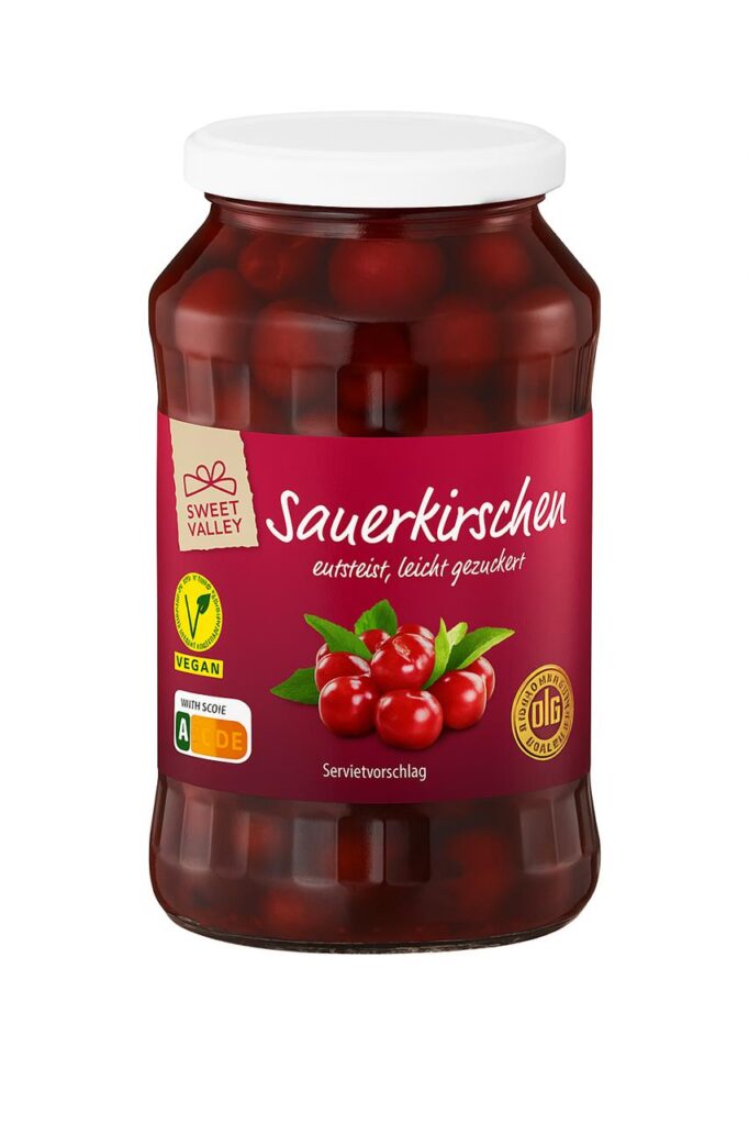 Ein Glas der Sauerkirschen von Aldi Süd, für die aktuell eine Rückrufaktion läuft.