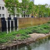 Die Hochwasserschutzwand in der Innenstadt von Lünen