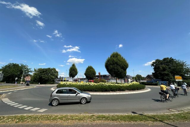 Kreisverkehr an der Münsterlandstraße, Olfener Straße, Ludgeristraße