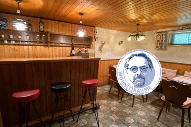 Eine Kellerbar mit viel Holz