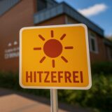 Clara-Schumann-Gymnasium in Holzwickede mit einem „Hitzefrei“ Montage.