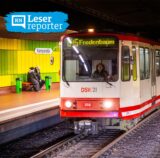 Stadtbahn der Linie U45 an der Haltestelle Kampstraße in Dortmund