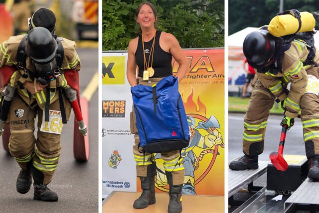 Die Unnaer Feuerwehrfrau Marta Encarnacao beim Wettbewerb „Toughest Firefighter Alive“.