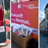 Wahlplakate von Die PARTEI, BSW und Volt