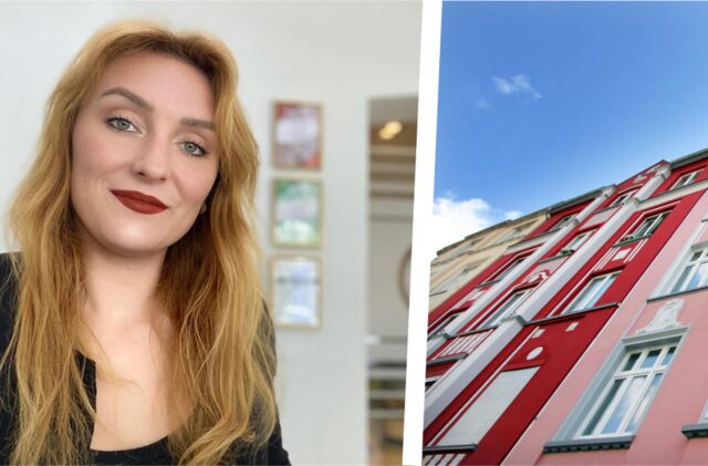 Eine Collage zeigt die Immobilienmaklerin Verena Schoenrock und die Schleswiger Straße in Dortmund