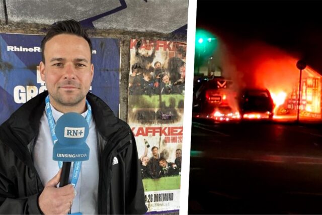 RN-Reporter Martin Bytomski berichtet vom Brand eines Autos auf der Weißenburger Straße in Dortmund.